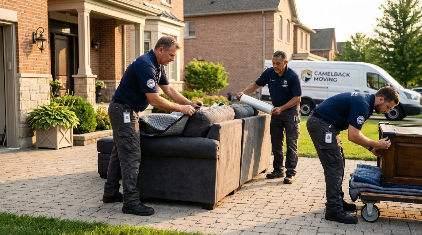 Large estate moving crew wrapping furniture in Shoals, IN